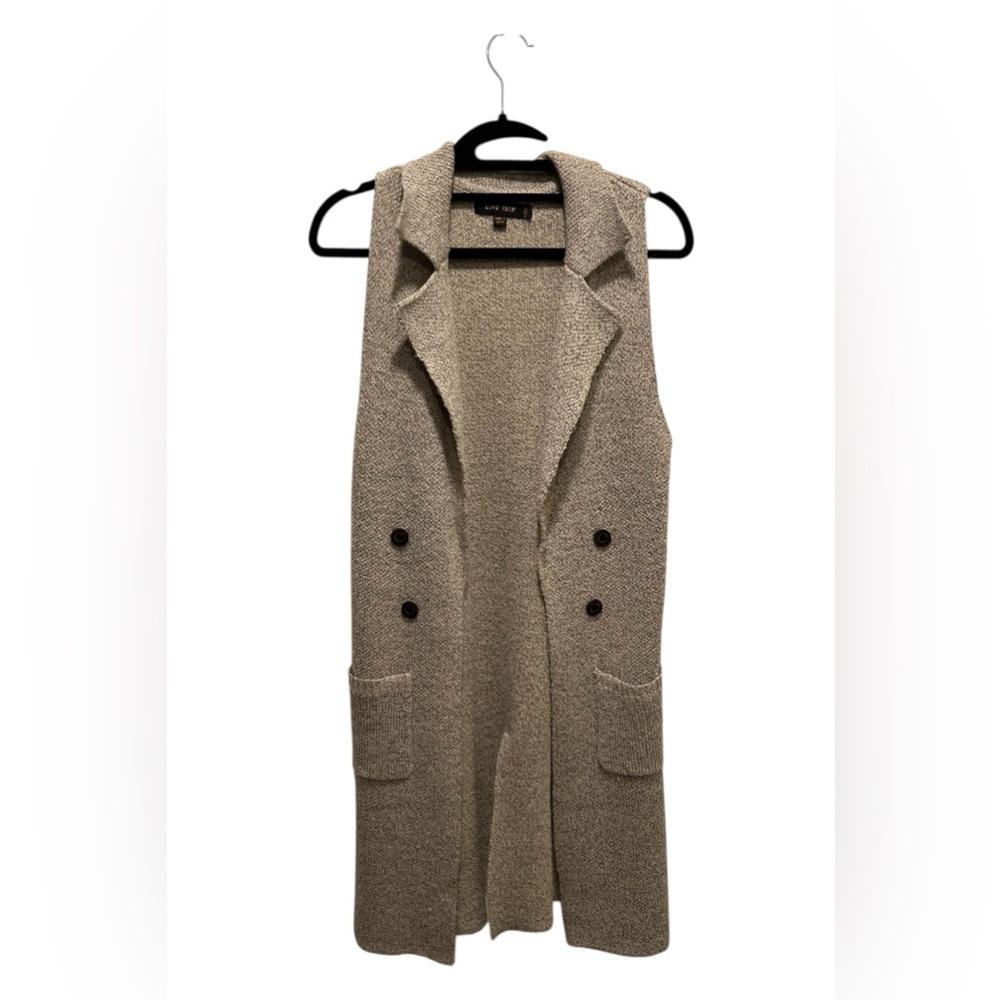 Love Tree Beige Sleeveless Cardigan - Picture 4 of 10